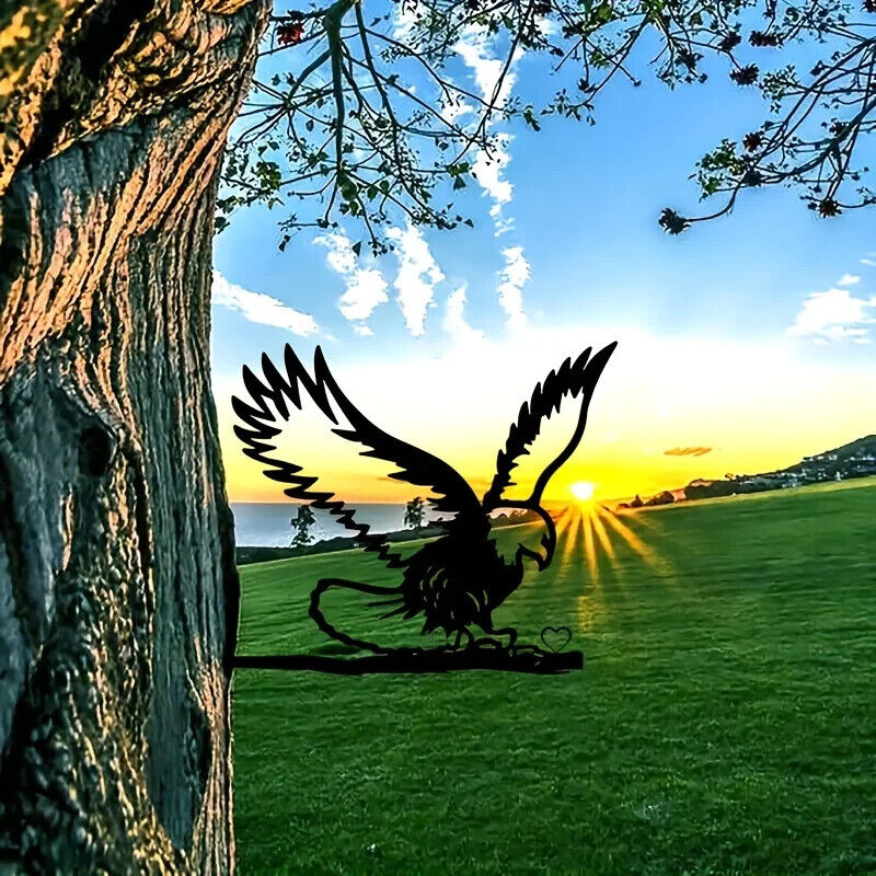 Eagle On Branch Steel Silhouette Metal Wall Art Home Garden Yard Patio Outdoor