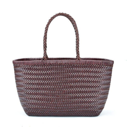 Women's Genuine Leather Woven Shoulder Bag Weaving Bag Cowhide Cross Hand Bags
