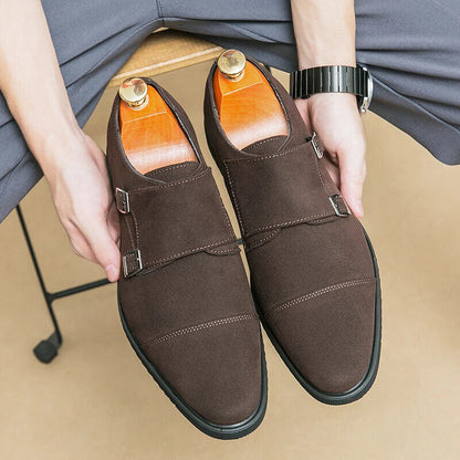 Brown Loafers Shoes Black Square Toe Slip-On Business Men Dress Shoes Size