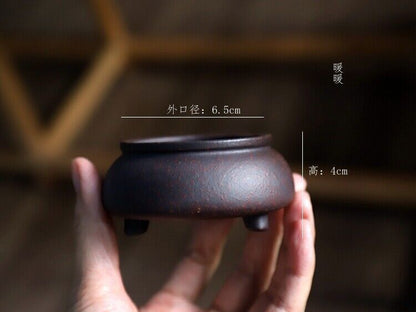 Round Chinese Yixing Zisha Mame Bonsai Pot 2.5''x2.5''x1.5''