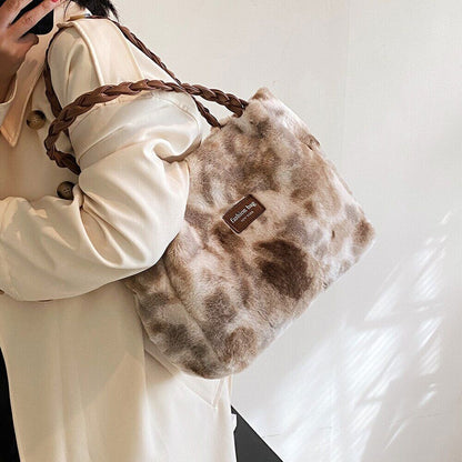 Faux Fur Plush Tote Bags Women Shoulder Bag Shopper Ladies Handbag