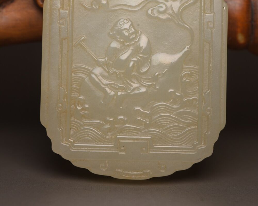 Chinese Natural Hetian Jade Carving Figure Story Nice White Jade Pendant Jewelry