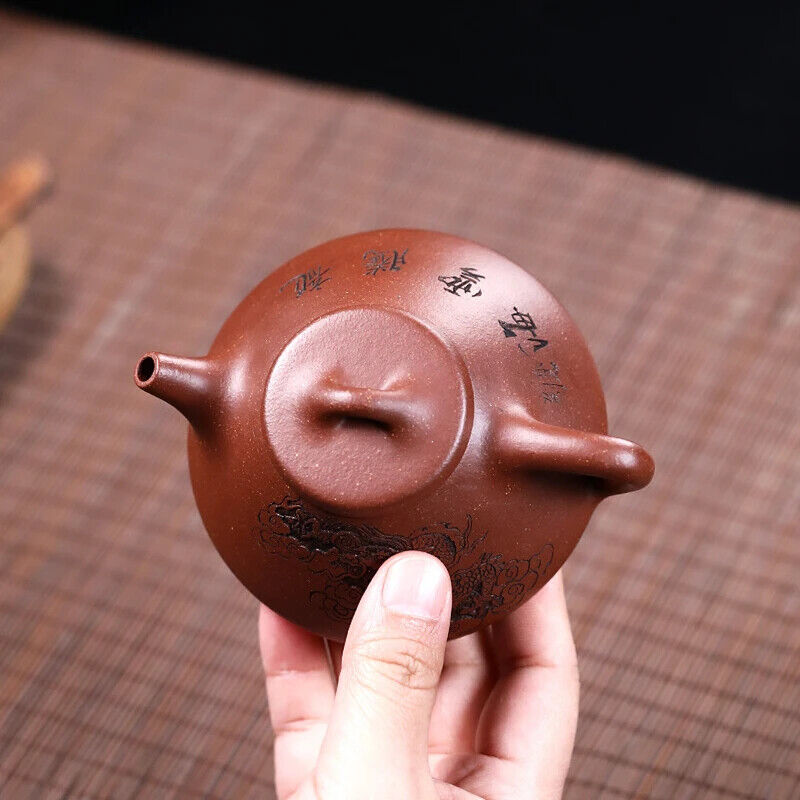 160ml tea pot 14 infuer dragon carved shipiao pot ore real yixing zisha purple