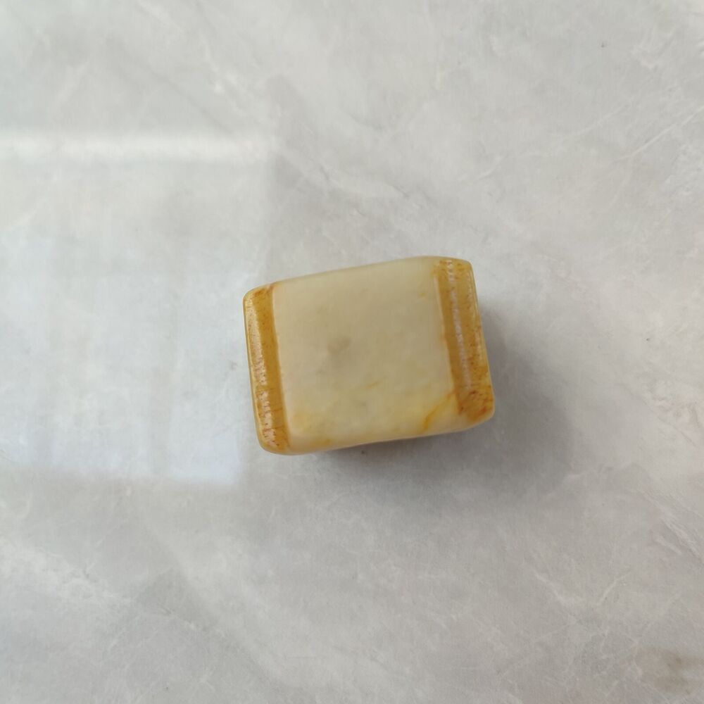 Chinese Hotan Hetian Jade Carving Unique Sculpture Collector Thumb Ring square