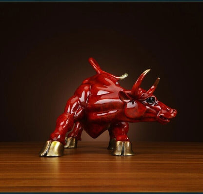 20kg, China Feng Shui Brass copper Stock Wall Street Ox Bovine Oxen Bull statue