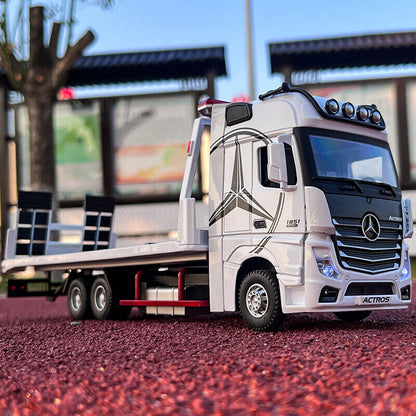 Diecast Toy Deck Flatbed Trailer Model Truck Car Alloy Transporter Vehicle Kids
