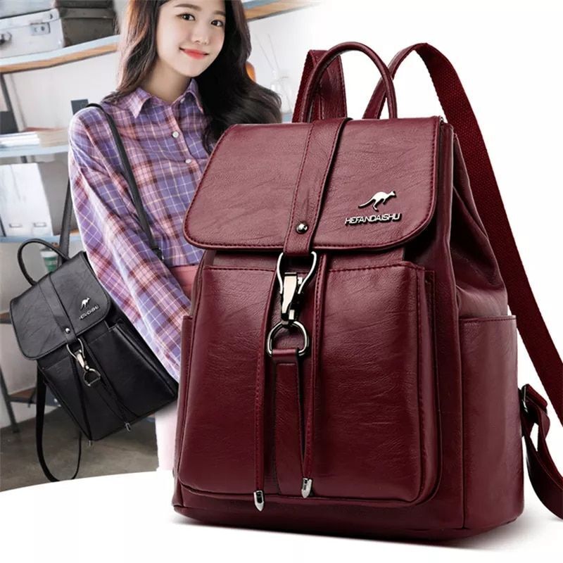 Backpack Vintage Travel Soft Genuine Leather Bag Large Bookbag School Bags 1 PC