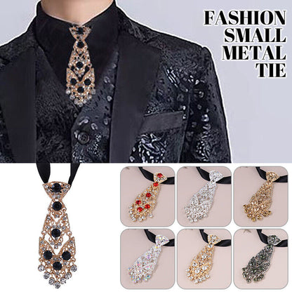 Men's Metal Gold Silver Diamond Bow Tie Pre Tied Shiny Wedding Party Show Tie