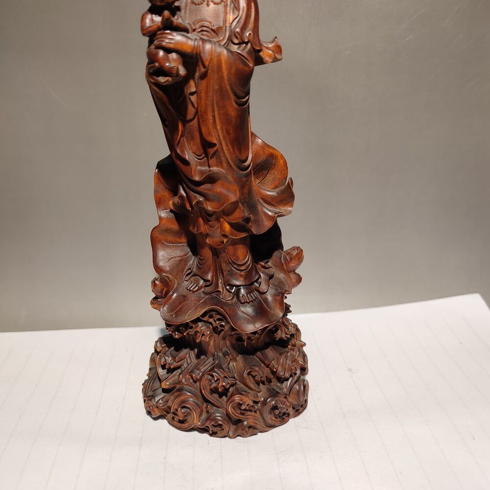 Buddhism meditation fortune praying Kwan-yin quan yin statues wood sculpture art