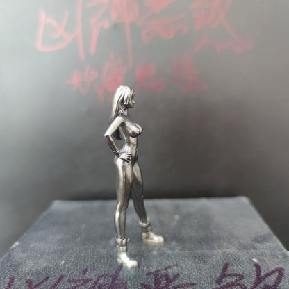 Black Solid Bronze Made of Old Ultra Short Dress Nude Seductive Body Art Statue