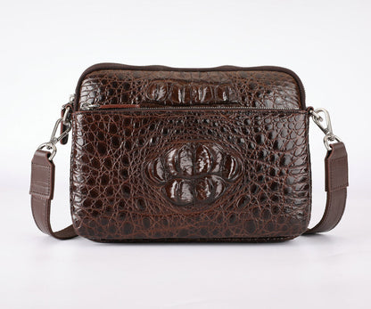 Original Real Crocodile Skin Leather Bags,Men's Luxury Black Shoulder bag