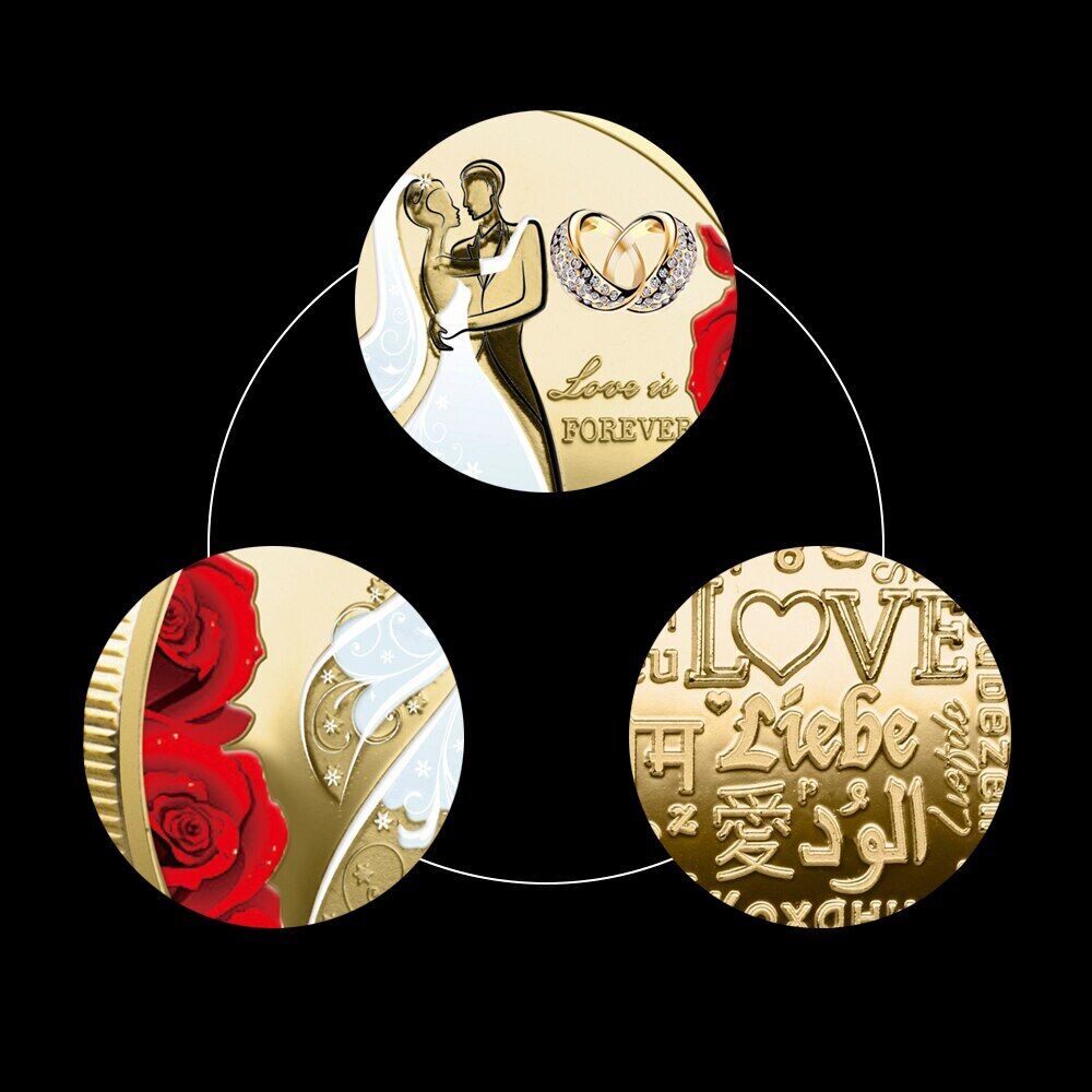 Commemorative Coins Metal Gold Silver Plated Romantic Wedding Anniversary Gifts