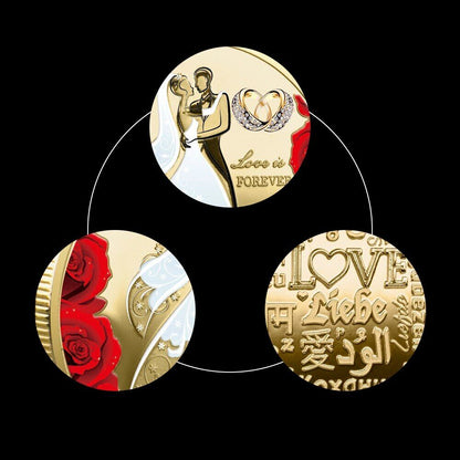 Commemorative Coins Metal Gold Silver Plated Romantic Wedding Anniversary Gifts