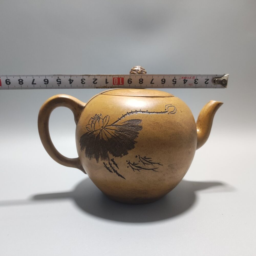 Vintage Chinese Yixing Purple Clay Teapot Zisha Ceramic Carving Kwan Yin Tea Set