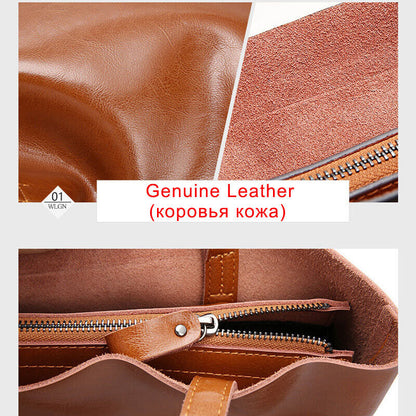 Women Cow Leather Bag Ladies Genuine Leather Handbag Female Hand Shoulder Bags