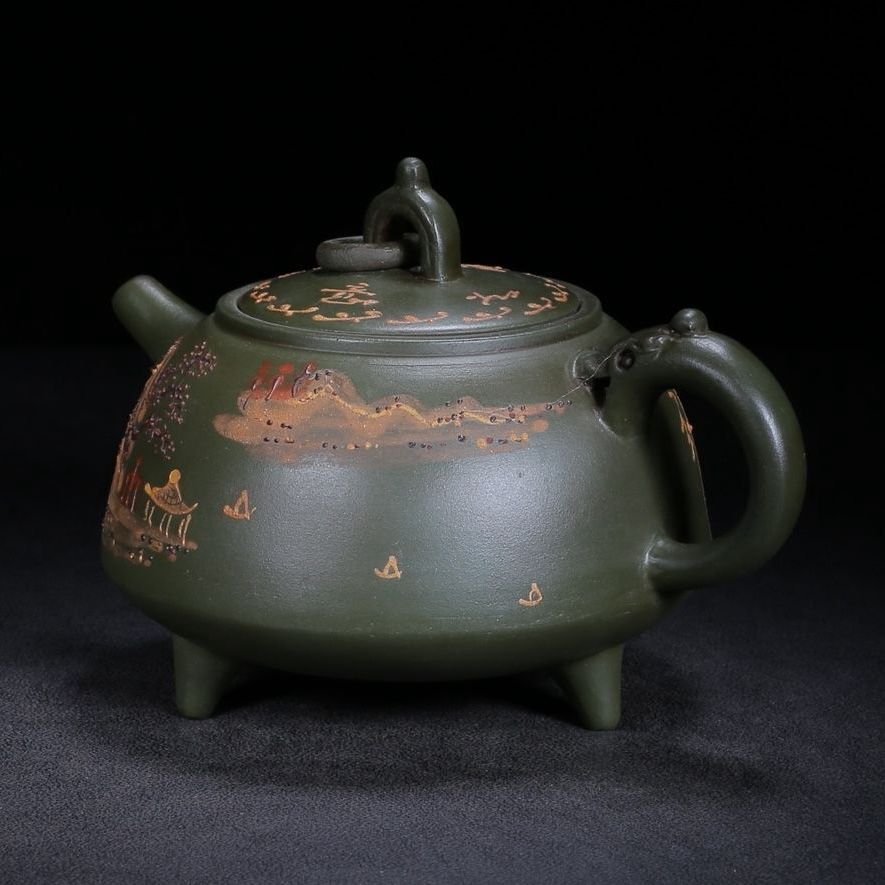 Chinese Yixing Purple Clay Teapot Zisha Ceremony Painted Fine Landscape Teaware