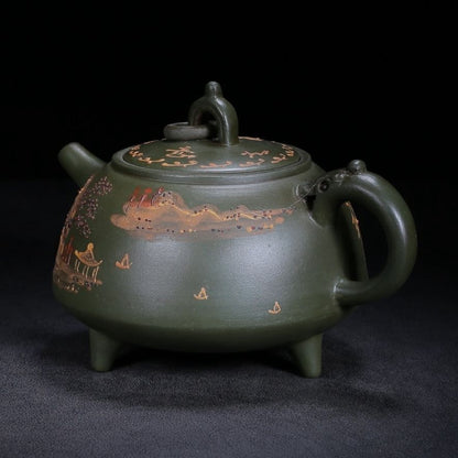 Chinese Yixing Purple Clay Teapot Zisha Ceremony Painted Fine Landscape Teaware