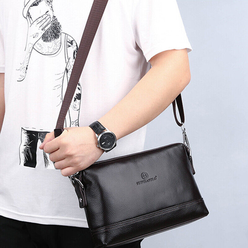 100% Genuine Leather Business Men's Clutch Wallet Shoulder Bags Large Capacity