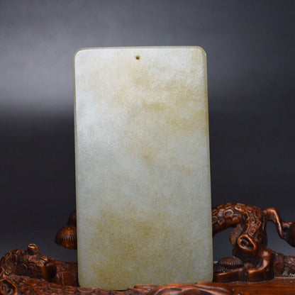 Chinese Natural Hetian Jade Carving Buddha Statue Dragon Good Luck Pendant Rare