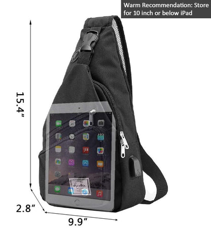 d'yallee 15.4" Sling Bag for Men Crossbody Shoulder Chest One Size, Black