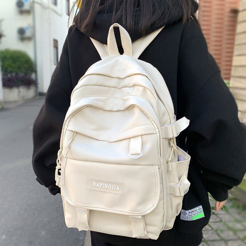 Female White Backpack Lady Backpack Book Girl Student Bag Women School Bags