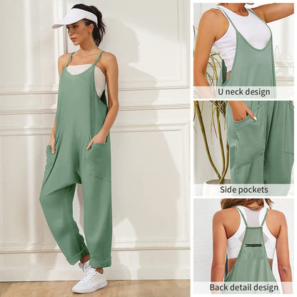 Women's Ladies Strappy Causal Loose Dungarees Jumpsuit Romper Baggy Overalls USA