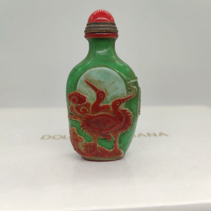 chinese snuff bottles peking glass vintage box carved crane statue love gifts