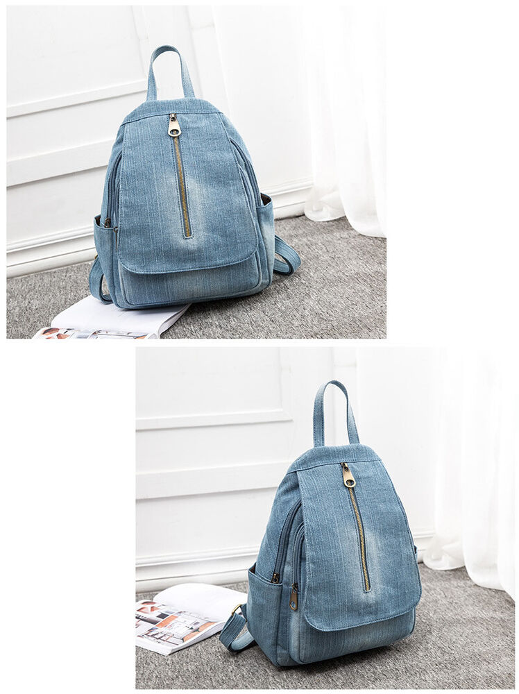 Women's Denim Small Mini Backpack Rucksack Daypack Travel bag Cute Purse Retro