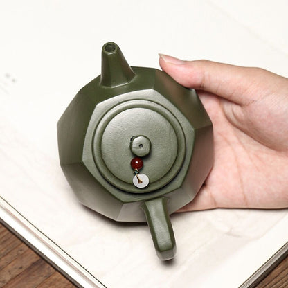 Original Ore Real Yixing Zisha Green Clay Tea Pot 9 Infuser Holes Handmade Pot