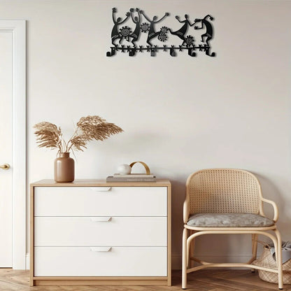 1pc Black Wall Mounted Key Holder - 6 Hooks for Entryway and Living Room Decor