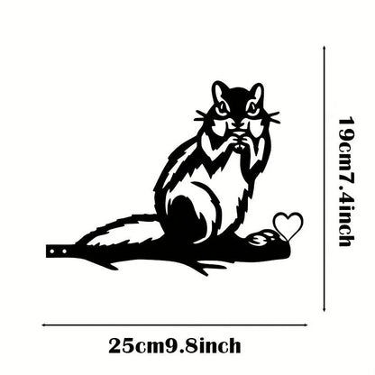 Black Metal Squirrel Pet Outdoor Yard Silhouette Animal Garden Decorative Post