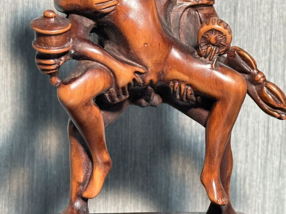 Collect Chinese Old Boxwood Carved Sexy Figure Statue Wooden Art Statue