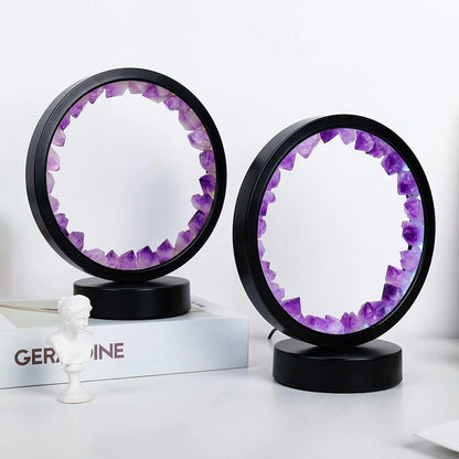 Bedside Lamps LED Rechargeable Natural Quartz Amethyst Cluster Desk Night Lights