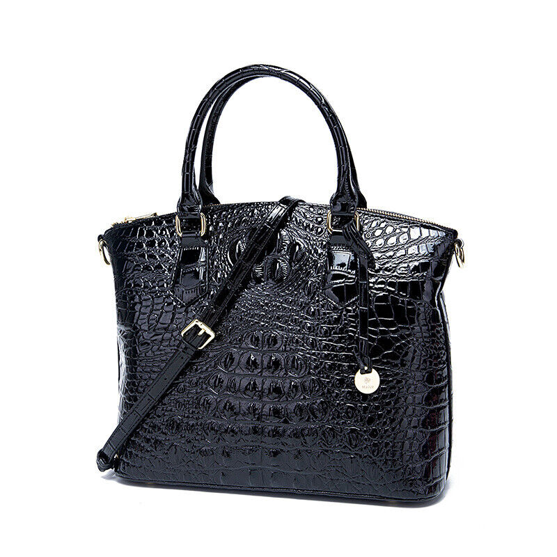 Women's Genuine Leather Crocodile Handbag, Sling Satchel Tote Shoulder Bag Party