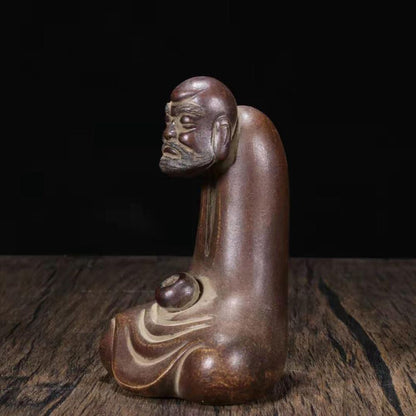 chinese tea pet zisha Clay statue Wealth yixing Bodhidharma buddha sculpture art