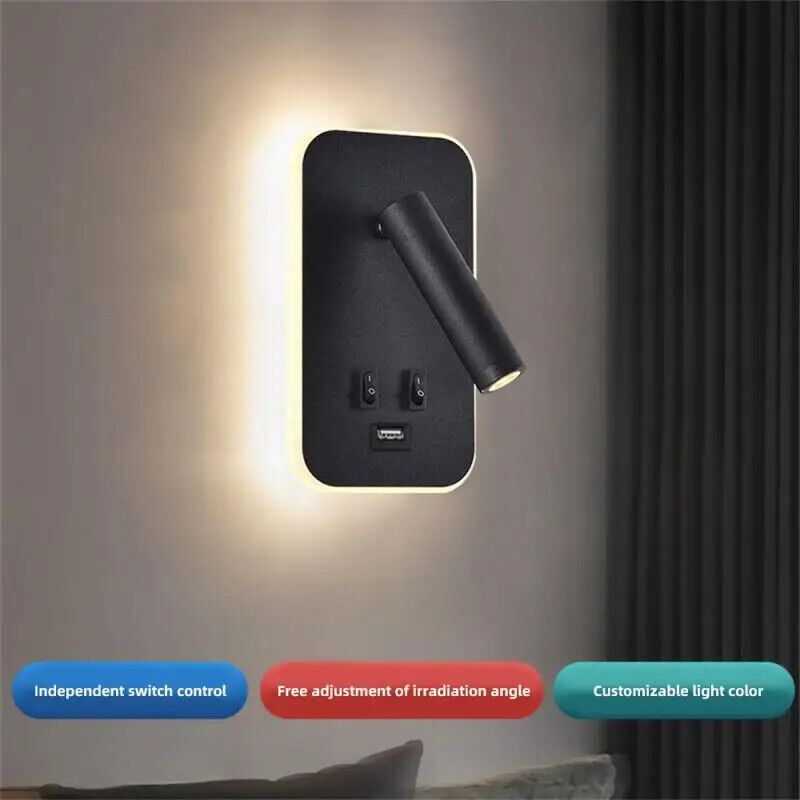 Wall Lamp USB Minimalist Hotel Interior LED Reading Lights Corridor Bedroom 220V