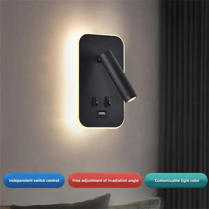 Wall Lamp USB Minimalist Hotel Interior LED Reading Lights Corridor Bedroom 220V