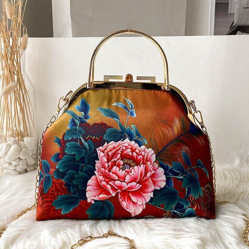 Shoulder Crossbody Bag Spring Flowers Bags Lock Shell Purse Vintage Bag Handbags