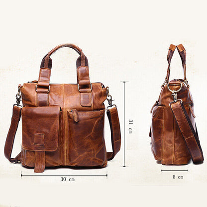 Top Cow Leather Men's Bag, Crazy Horse Leather Business Handbags Crossbody Bags