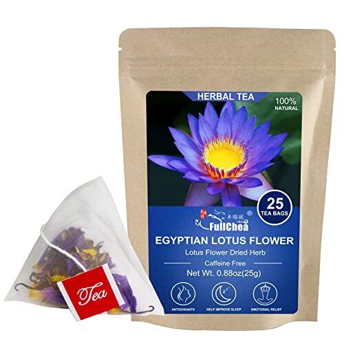 FullChea - 25 pcs Egyptian Blue Lotus Flower Tea Bags Premium Lotus Herba Tea