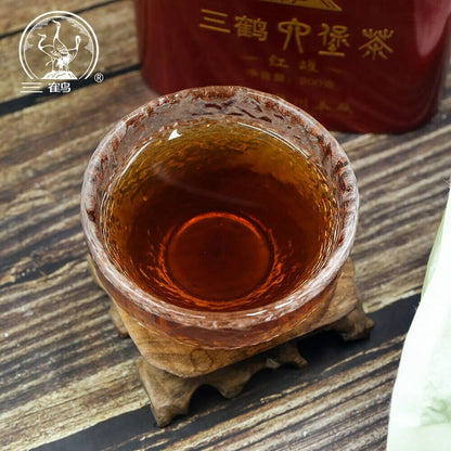 Three Cranes Sanhe Liu Bao Tea Dark Tea Heicha Wuzhou Teas Red Jar 200g