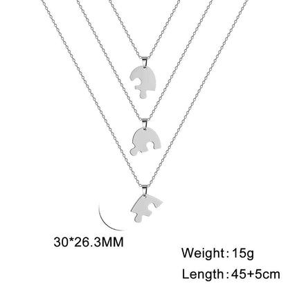 Women Necklace Stainless Steel Multiple Heart Puzzle Pendant Best Friend Jewelry
