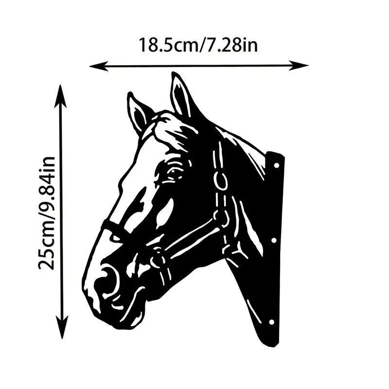 Horse Head Shape Iron Silhouette, Cute Ornament For Outdoor Garden Fence