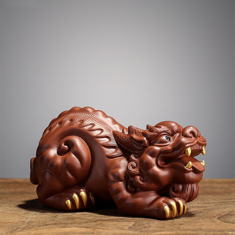13cm Tea Pet Yixing Zisha Brave Troops Tea Play Animal Statue Table Decoration