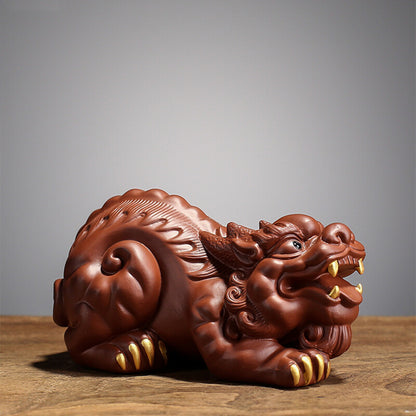 13cm Tea Pet Yixing Zisha Brave Troops Tea Play Animal Statue Table Decoration