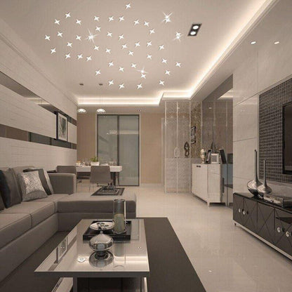 3D Star Acrylic Wall Stickers 50Pcs Removable Baby Kids Bedroom Ceiling Glitters
