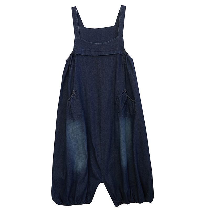 Women Denim Overalls Jumpsuit Jeans Suspender Bib Pants Oversized Wide Leg Baggy