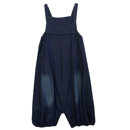 Women Denim Overalls Jumpsuit Jeans Suspender Bib Pants Oversized Wide Leg Baggy