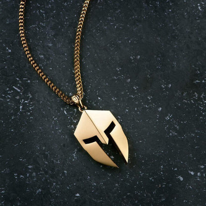 Greek Spartan Warrior Mask Helmet Knight Roman Gladiator Devil Pendant Necklace