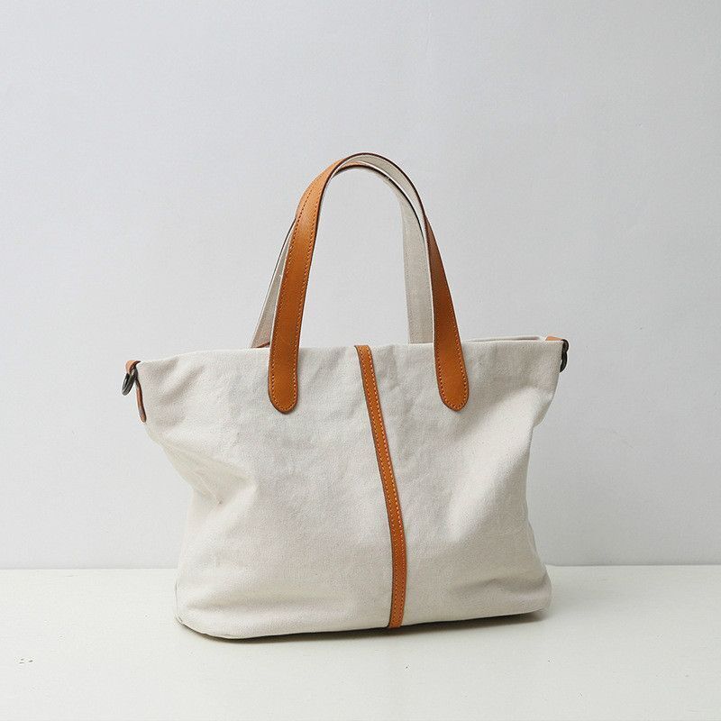 Canvas Bag Zipper Contrast Color Purse Shoulder Bag Retro Wild Diagonal 32*14*26